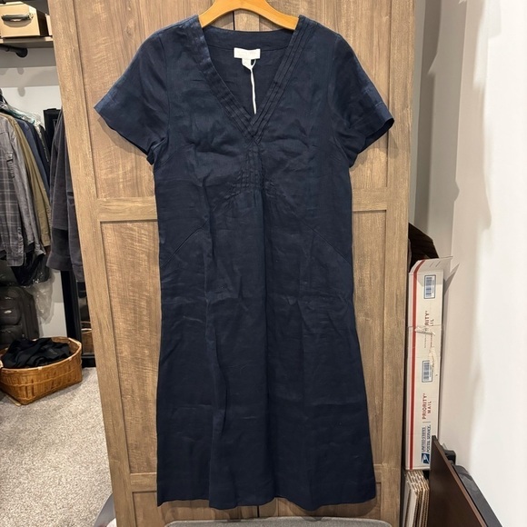 NWT White Label The White Company Linen Midi Dress Navy Blue Size 8 - Picture 1 of 8